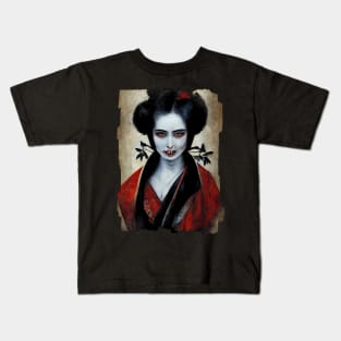 Vampire Geisha Portrait Kids T-Shirt